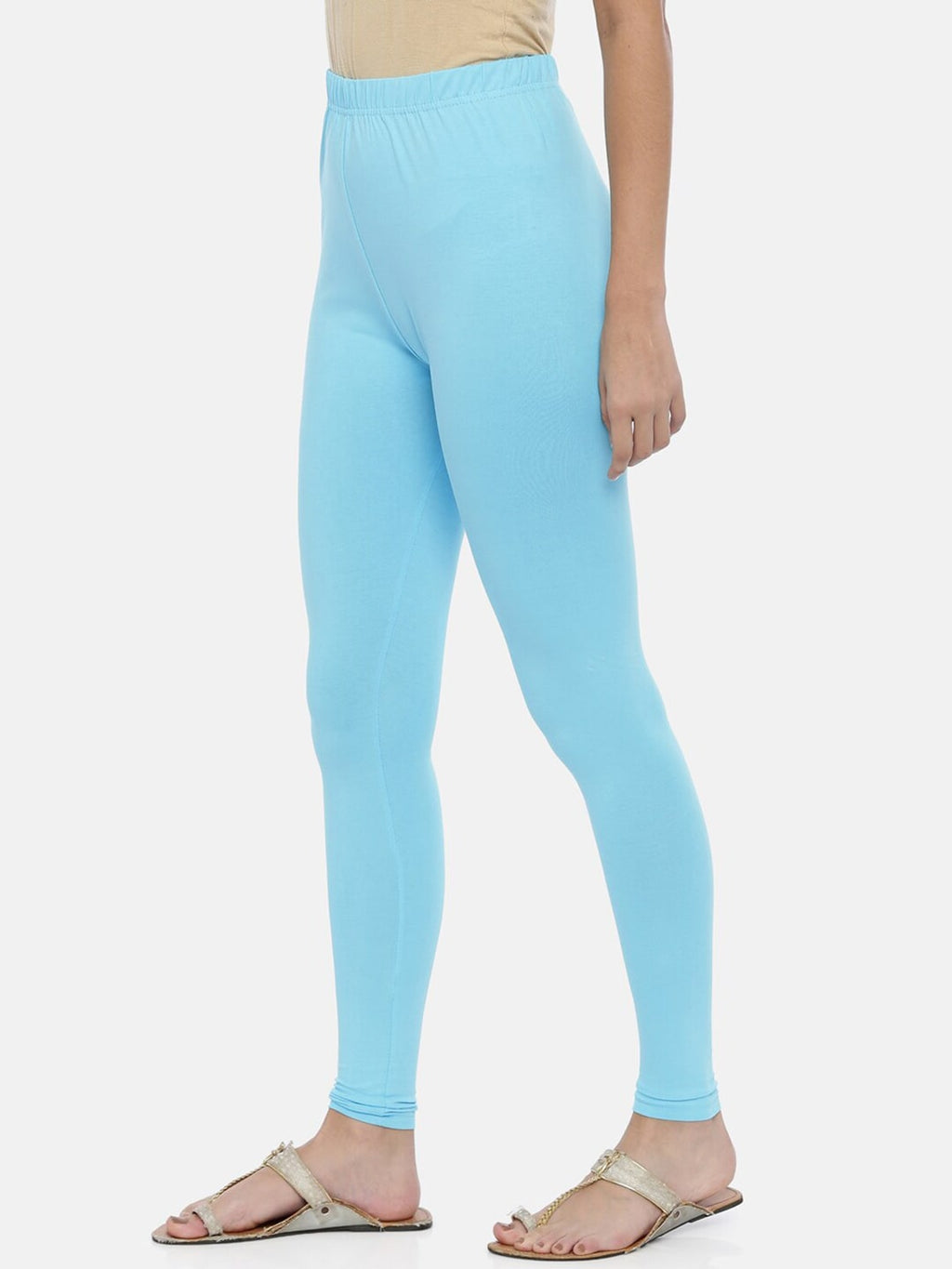Souchii Light-Blue Solid Ankle-Length Leggings | Grocsy