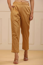 Juniper Women's Beige Solid Straight Slim Pant | Grocsy