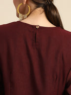 Sangria Women Ethnic Motifs Printed Puff Sleeves Straight Kurta | Grocsy
