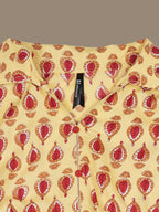 HERE&NOW Ethnic Motifs Printed Shirt Collar Pure Cotton Anarkali Kurta | Grocsy