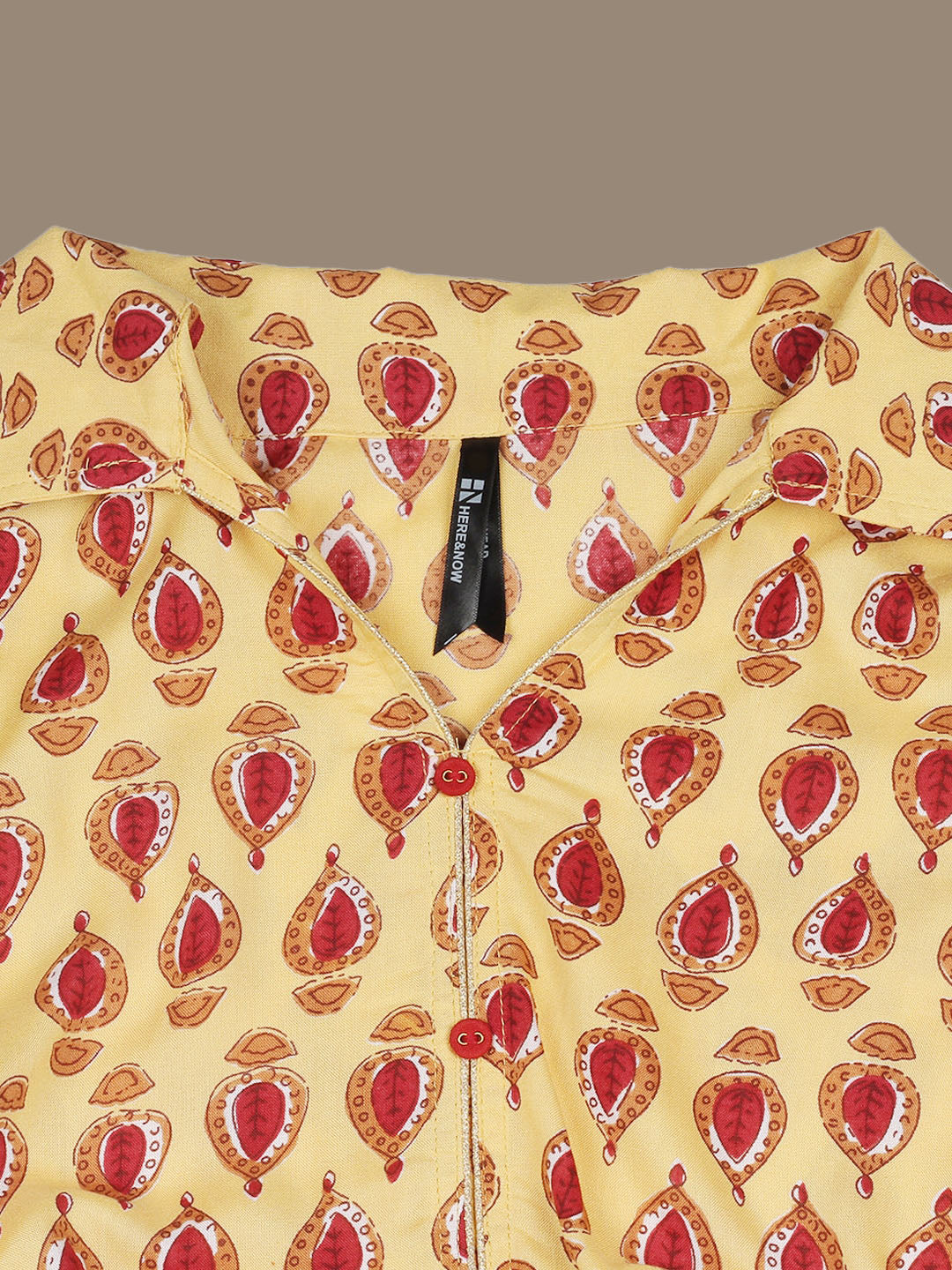 HERE&NOW Ethnic Motifs Printed Shirt Collar Pure Cotton Anarkali Kurta | Grocsy