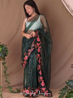 Vamsee Murari Green Super Net Saree | Grocsy