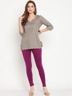 TAG 7 Women Purple Solid Comfort Fit Ankle Length Leggings | Grocsy