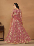 Anaita Pink Embroidered Butterfly Net Anarkali Suit | Grocsy