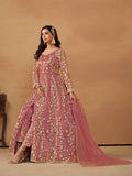 Anaita Pink Embroidered Net Anarkali Suit | Grocsy
