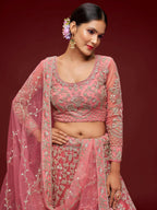 Tulsi Art Alluring Pink Dori Work Soft Net Ceremony Wear Lehenga Choli | Grocsy