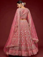 Tulsi Art Alluring Pink Dori Work Soft Net Ceremony Wear Lehenga Choli | Grocsy