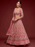 Tulsi Art Alluring Pink Dori Work Soft Net Ceremony Wear Lehenga Choli | Grocsy