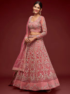 Tulsi Art Alluring Pink Dori Work Soft Net Ceremony Wear Lehenga Choli | Grocsy