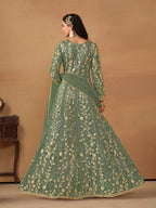 Anaita Light Green Embroidered Butterfly Net Anarkali Suit | Grocsy