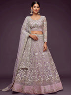 Tulsi Art Exquisite Lilac Dori Work Soft Net Occasion Wear Lehenga Choli | Grocsy