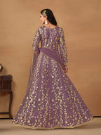 Anaita Purple Embroidered Butterfly Net Anarkali Suit | Grocsy