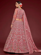 Tulsi Art Captivating Pink Embroidered Soft Net Event Wear Lehenga Choli | Grocsy