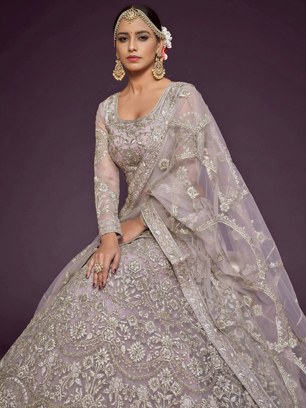 Tulsi Art Stunning Mauve Dori Work Soft Net Party Wear Lehenga Choli | Grocsy