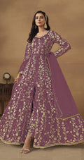 Anaita Lavender Embroidered Butterfly Net Anarkali Suit | Grocsy