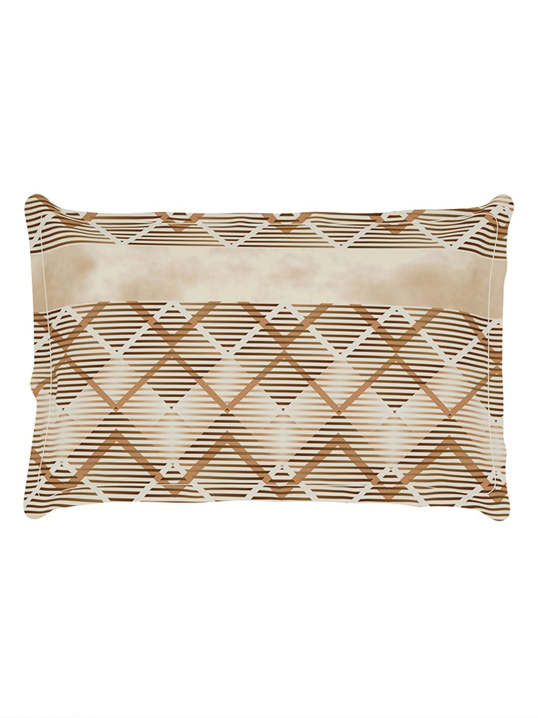 Story@home Brown & White Striped Microfiber 180 TC Bedsheet With Pillow Cover | Grocsy