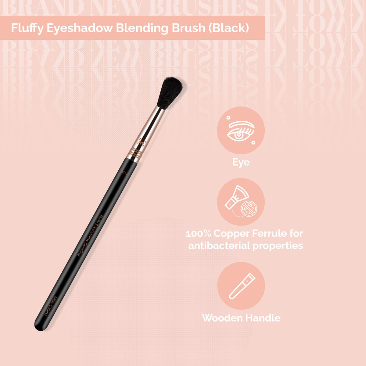 Miss Claire M12 - Fluffy Eyeshadow Blending Brush (Black) - Rose Gold | Grocsy