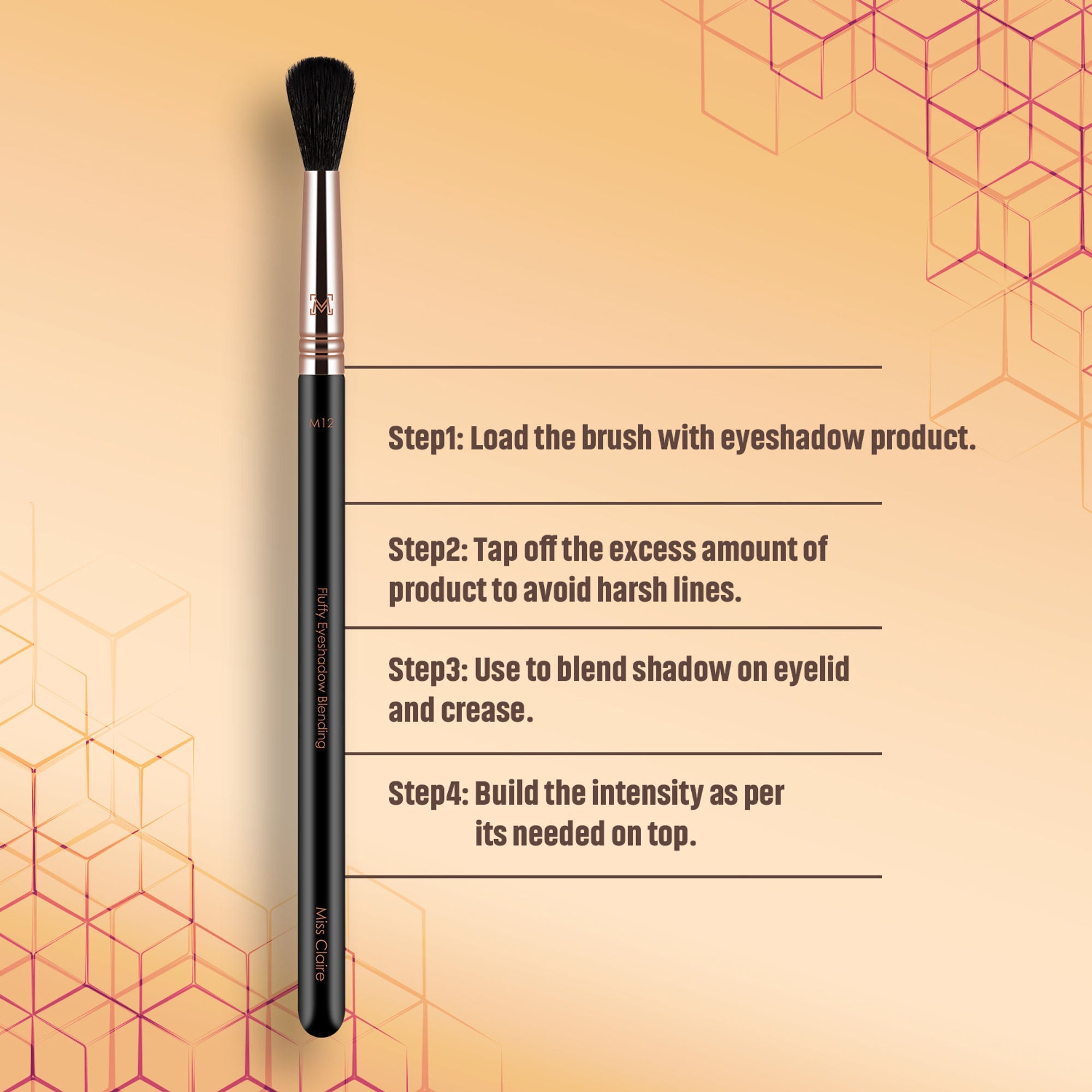 Miss Claire M12 - Fluffy Eyeshadow Blending Brush (Black) - Rose Gold | Grocsy