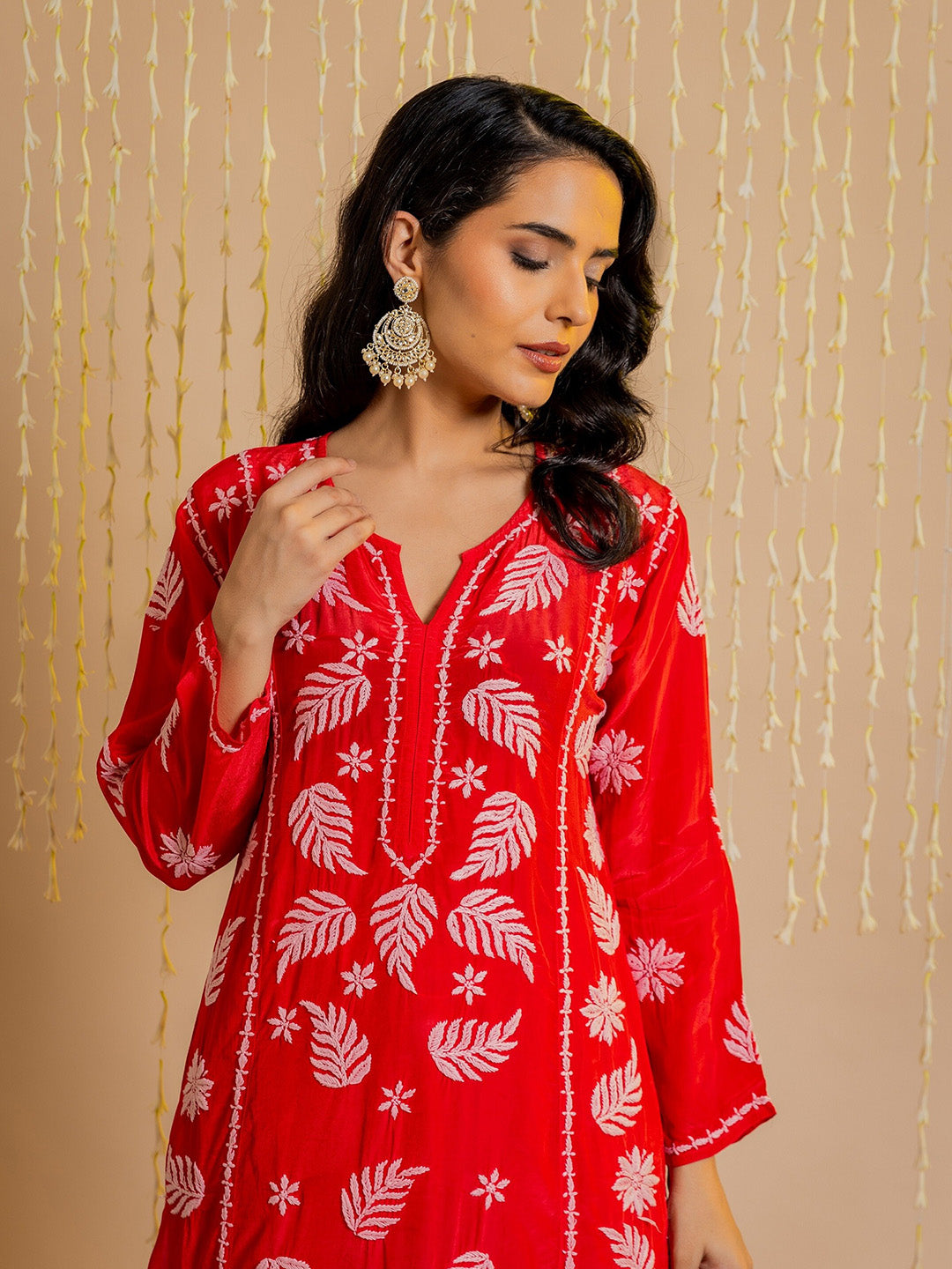 HOUSE OF KARI Ethnic Motifs Chikankari Silk Kurta | Grocsy