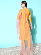 Sangria Floral Embroidered Regular Sequinned Kurta with Trousers & With Dupatta | Grocsy