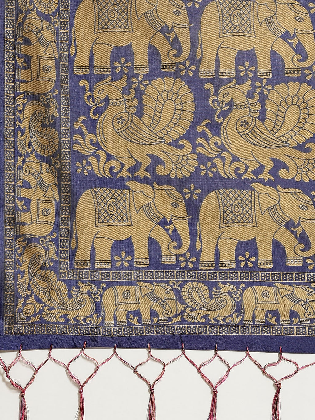 Saree Mall Pink & Beige Printed Bhagalpuri Saree | Grocsy