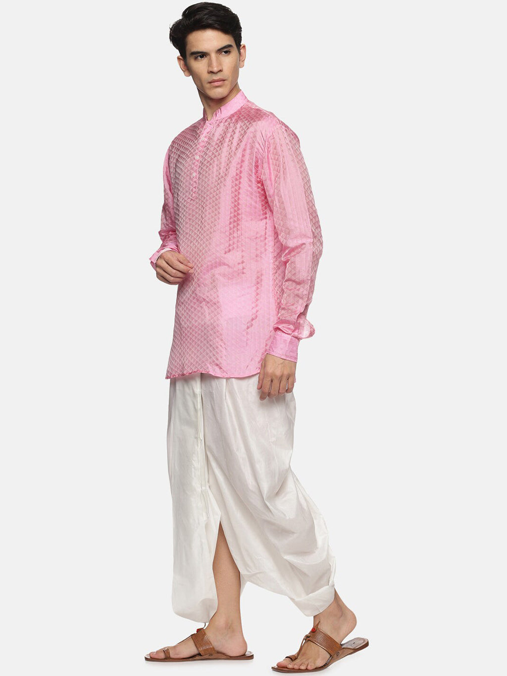 Sethukrishna Mens Pink Kurta with Dhoti Pants | Grocsy