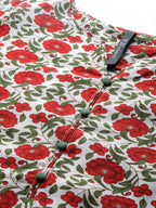 HERE&NOW Women Red & Green Floral Print Kurta | Grocsy