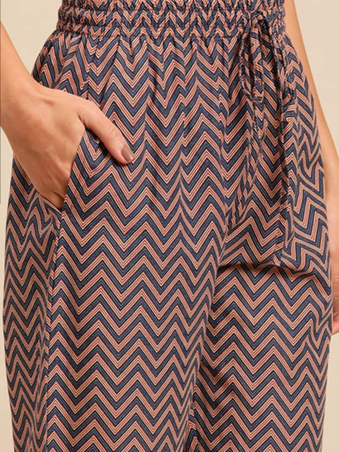 Sangria Women Ethnic Motifs Printed Gotta Patti Pure Cotton Kurta with Trousers | Grocsy