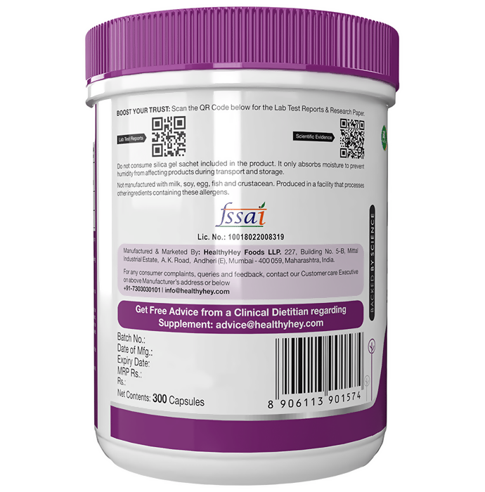 HealthyHey Nutrition Magnesium Glycinate 550mg Veg Capsules | Grocsy