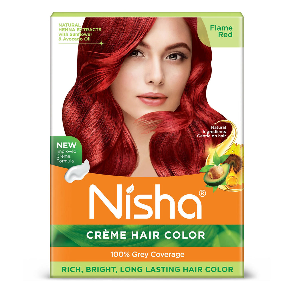 Nisha Creme Hair Color for Women - Flame Red | Grocsy
