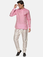 Sethukrishna Men Pink Angrakha Kurta with Pyjamas | Grocsy