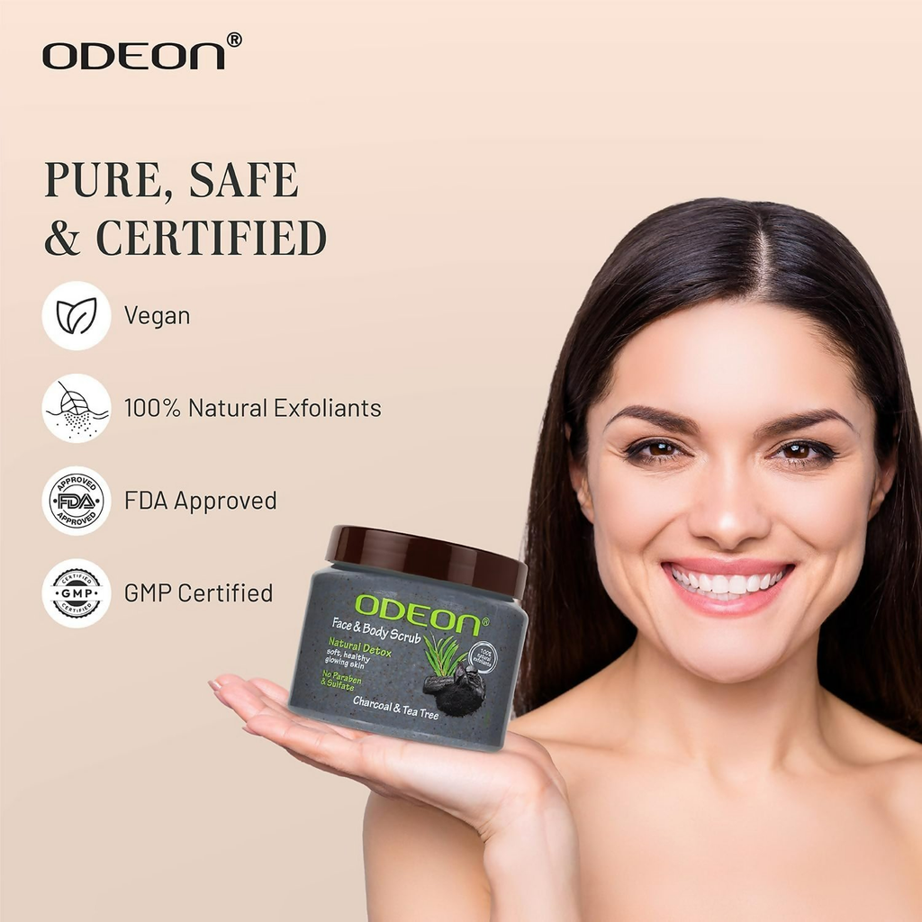 Odeon Charcoal & Tea Tree Oil Body Scrub | Grocsy