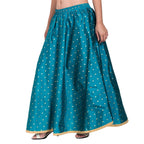 Asmaani Turquoise Color Golden Zari Work Maxi Skirt | Grocsy