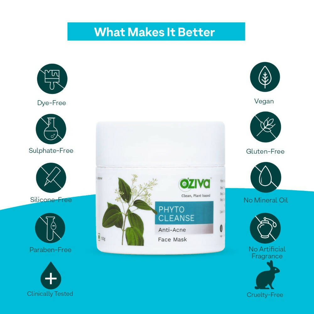 OZiva Phyto Cleanse Anti-Acne Face Mask | Grocsy