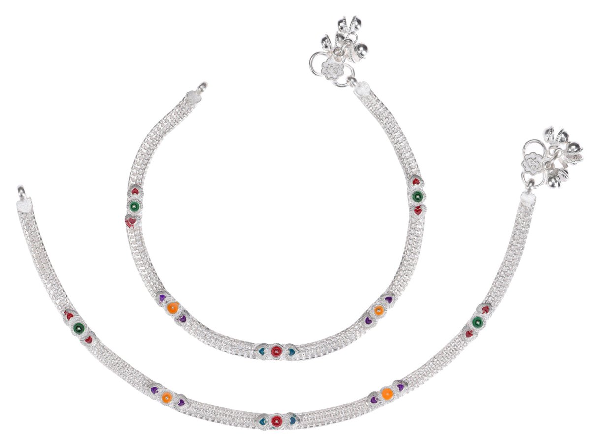 AanyaCentric Silver Plated Traditional Anklets Payal - Classic and Stylish for Women and Girls | Grocsy