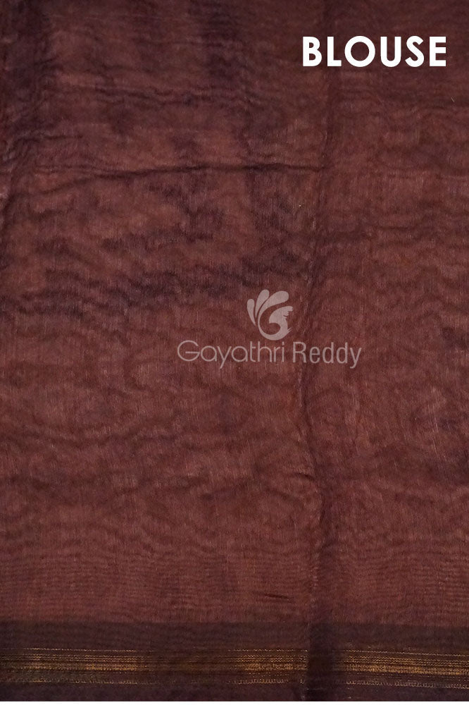 Dark Brown Ikat Design Semi Chanderi Saree By Gayathri Reddy Designer Studio | Grocsy