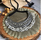 Tehzeeb Creations Women's Silver Colour Oxidised Necklace With White Pearl - Swadesiicart