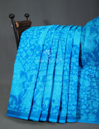 Sky Blue Kalamkaari Print Munga Cotton Saree By Gayathri Reddy Designer Studio | Grocsy