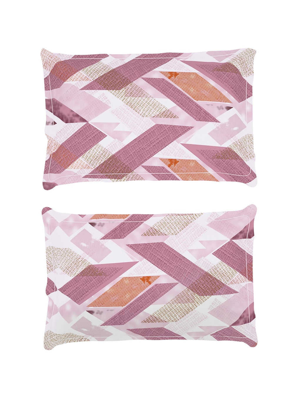 Story@home Arena Pink & White Geometric Printed 180 TC Bedsheet & Pillow Covers | Grocsy
