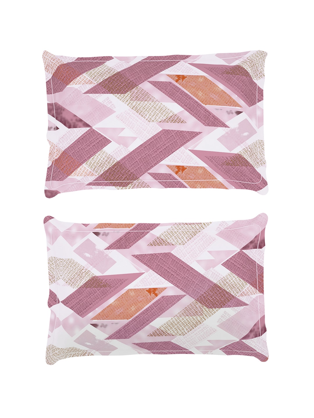 Story@home Arena Pink & White Geometric Printed 180 TC Bedsheet & Pillow Covers | Grocsy
