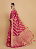 Sangria Ethnic Motifs Woven Design Organza Saree | Grocsy