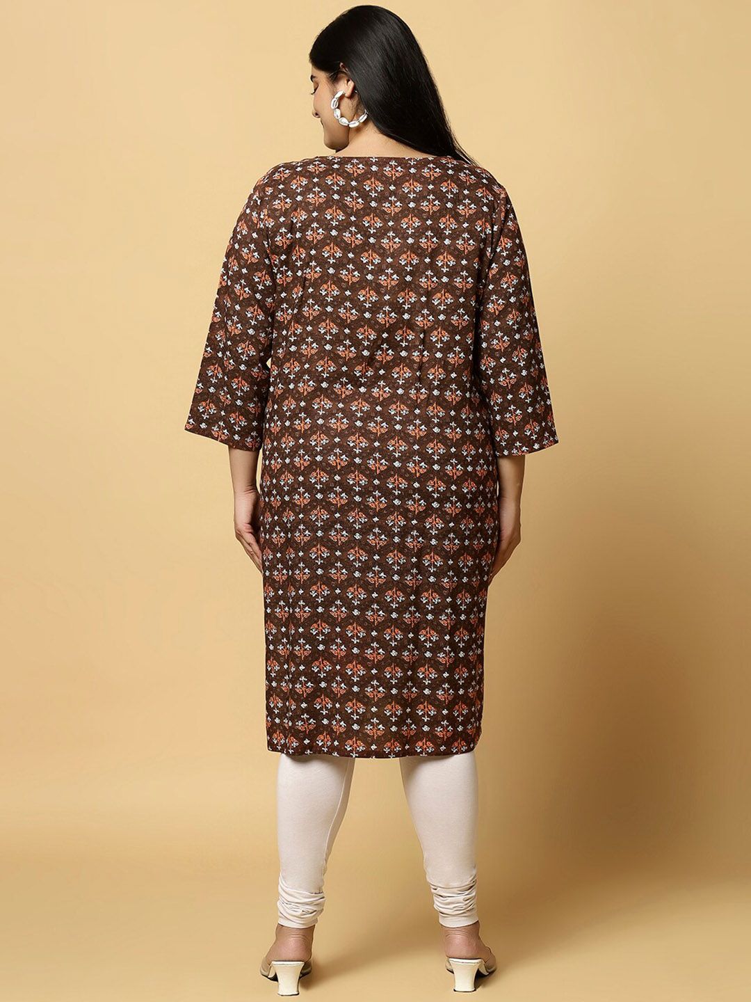Sztori Plus Size Ethnic Motifs Printed Pure Cotton Kurta | Grocsy