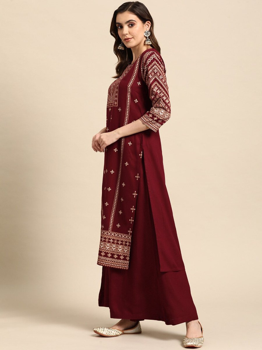 All About You Women Ethnic Motifs Printed Kurta with Palazzos & Dupatta | Grocsy