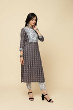 Designer Stylish Pink Cotton Blend Stitched Suit With Dupatta - Tanisha | Grocsy