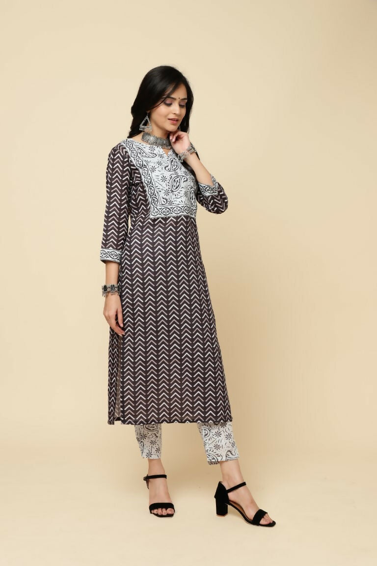 Designer Stylish Pink Cotton Blend Stitched Suit With Dupatta - Tanisha | Grocsy
