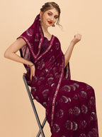 Sangria Women Burgundy Sarees | Grocsy