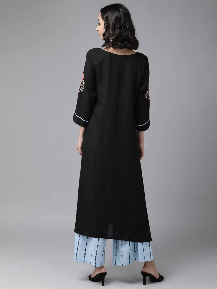 Yufta Black Kurta with Palazzo Set | Grocsy