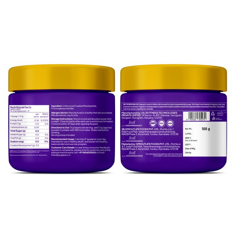 Yoga Bar Pro Clean Creatine Monohydrate Powder - Unflavored | Grocsy