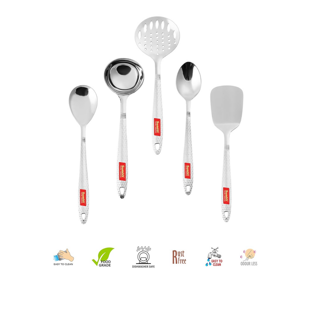 Sumeet Stainless Steel Big Serving and Cooking Spoon Set | Grocsy