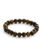 Tiger Eye Brown and Black Round crystal Beads Elastic Bracelet - Ruby Raang | Grocsy